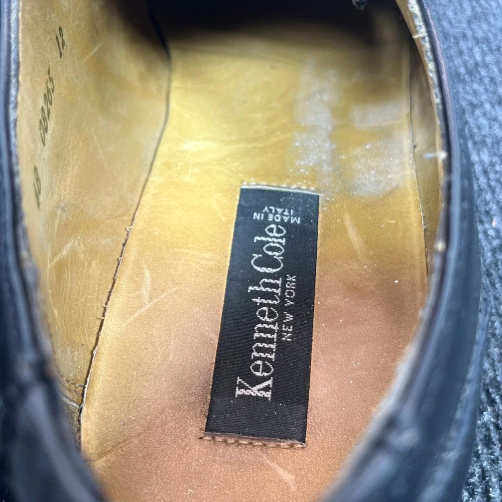 Kenneth Cole Oxford Made in Italy Dress Shoes Mens 12 Black Leather Derby Church